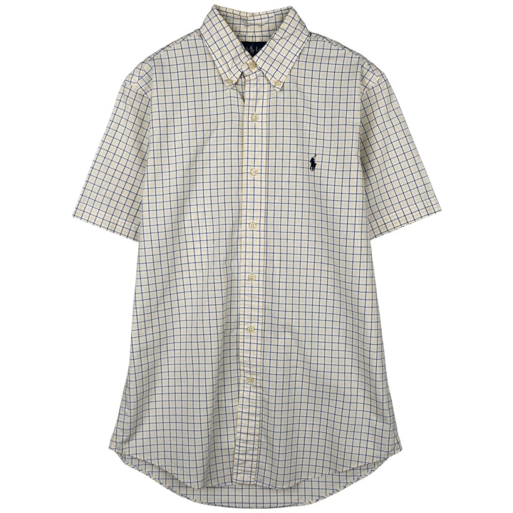 Ralph Lauren CUSTOM FIT Short-Sleeve Button-Down Check Shirt, Men's Size S (approx.) cotton yellow type Vintage Second Hand