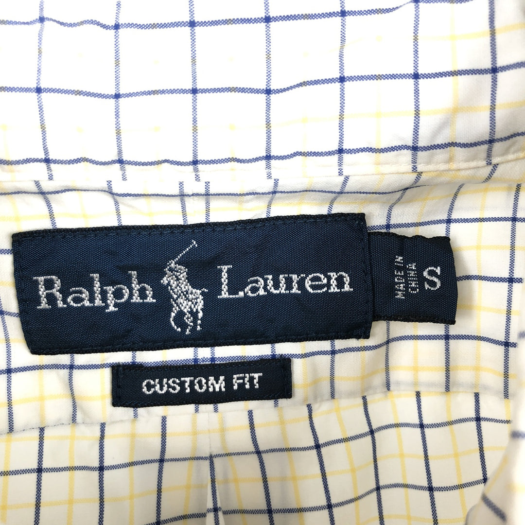Ralph Lauren CUSTOM FIT Short-Sleeve Button-Down Check Shirt, Men's Size S (approx.) cotton yellow type Vintage Second Hand