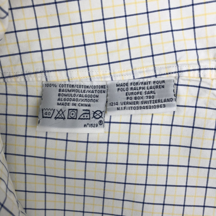 Ralph Lauren CUSTOM FIT Short-Sleeve Button-Down Check Shirt, Men's Size S (approx.) cotton yellow type Vintage Second Hand