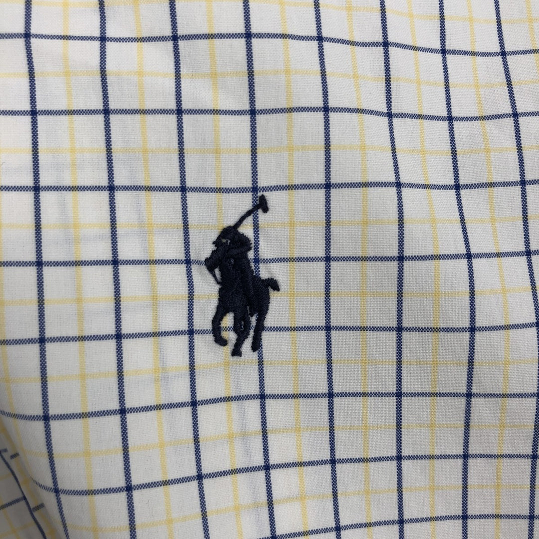 Ralph Lauren CUSTOM FIT Short-Sleeve Button-Down Check Shirt, Men's Size S (approx.) cotton yellow type Vintage Second Hand