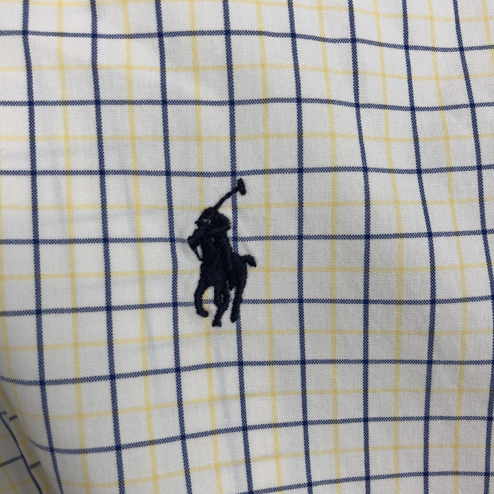 Ralph Lauren CUSTOM FIT Short-Sleeve Button-Down Check Shirt, Men's Size S (approx.) cotton yellow type Vintage Second Hand