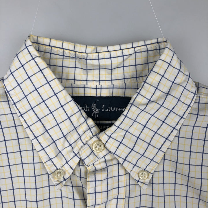 Ralph Lauren CUSTOM FIT Short-Sleeve Button-Down Check Shirt, Men's Size S (approx.) cotton yellow type Vintage Second Hand