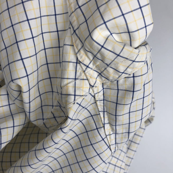 Ralph Lauren CUSTOM FIT Short-Sleeve Button-Down Check Shirt, Men's Size S (approx.) cotton yellow type Vintage Second Hand