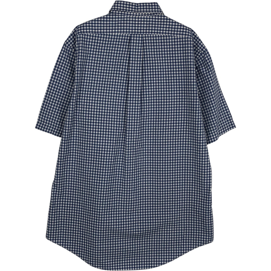 POLO by Ralph Lauren CUSTOM FIT Gingham Check Short Sleeve Button Down Check Shirt Men's M Size cotton blue type Vintage Second Hand