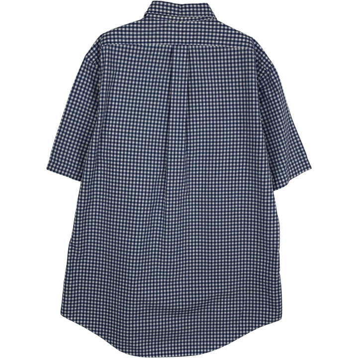 POLO by Ralph Lauren CUSTOM FIT Gingham Check Short Sleeve Button Down Check Shirt Men's M Size cotton blue type Vintage Second Hand