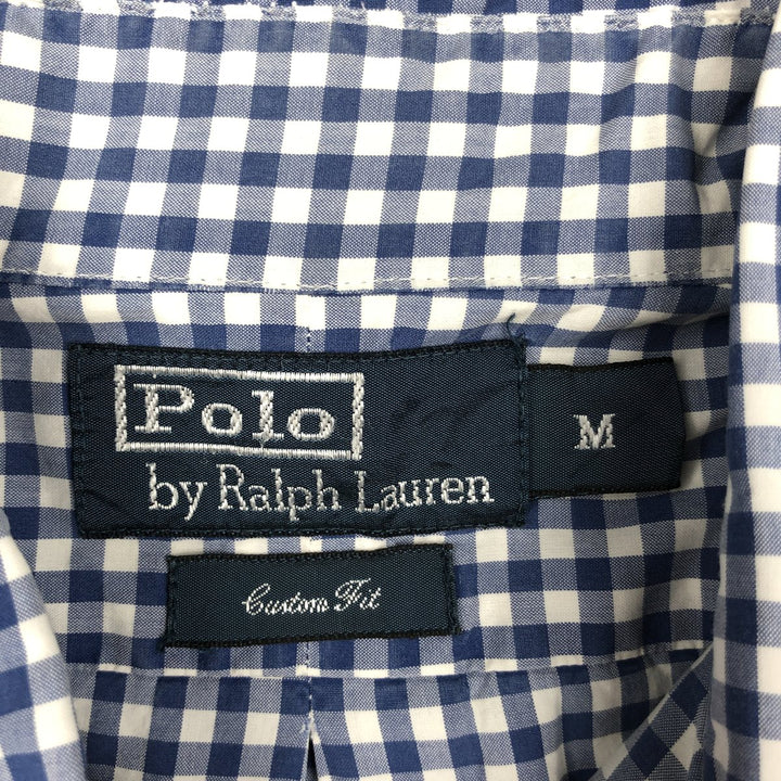 POLO by Ralph Lauren CUSTOM FIT Gingham Check Short Sleeve Button Down Check Shirt Men's M Size cotton blue type Vintage Second Hand