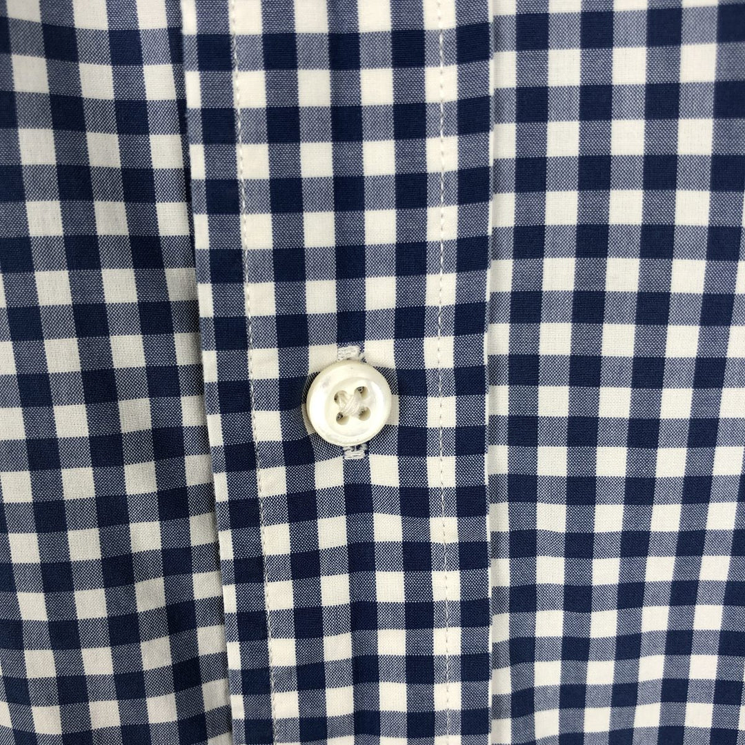 POLO by Ralph Lauren CUSTOM FIT Gingham Check Short Sleeve Button Down Check Shirt Men's M Size cotton blue type Vintage Second Hand