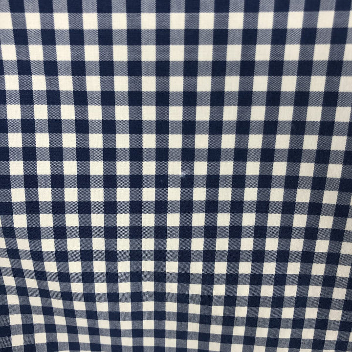 POLO by Ralph Lauren CUSTOM FIT Gingham Check Short Sleeve Button Down Check Shirt Men's M Size cotton blue type Vintage Second Hand