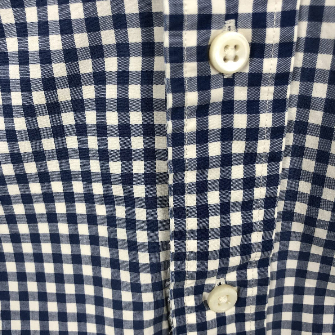 POLO by Ralph Lauren CUSTOM FIT Gingham Check Short Sleeve Button Down Check Shirt Men's M Size cotton blue type Vintage Second Hand
