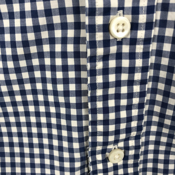 POLO by Ralph Lauren CUSTOM FIT Gingham Check Short Sleeve Button Down Check Shirt Men's M Size cotton blue type Vintage Second Hand