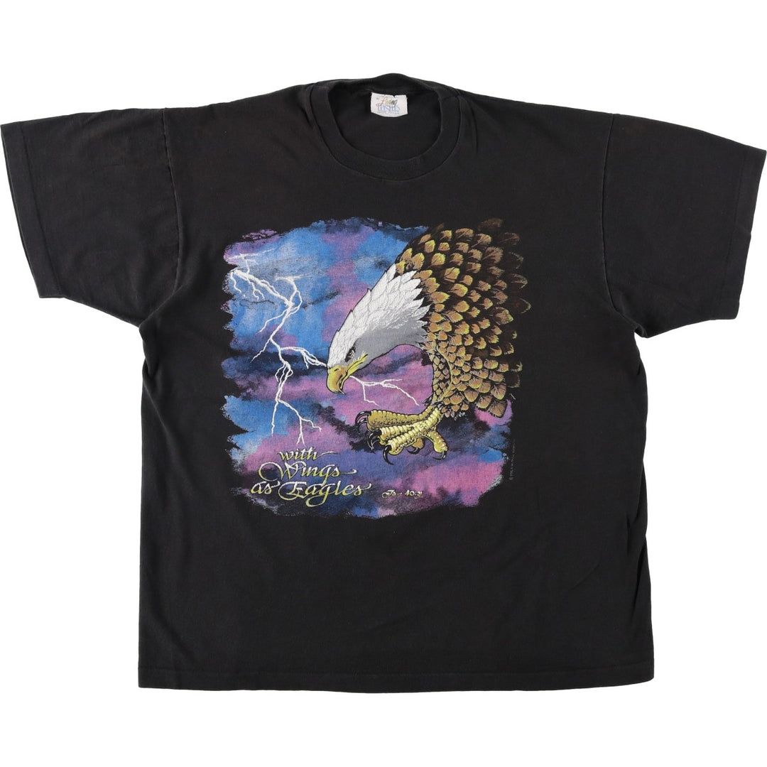 90'S Living Epistles Eagle Pattern Animal T-Shirt, Made in USA, Men's XL equivalent, Vintage cotton black type Vintage Second Hand