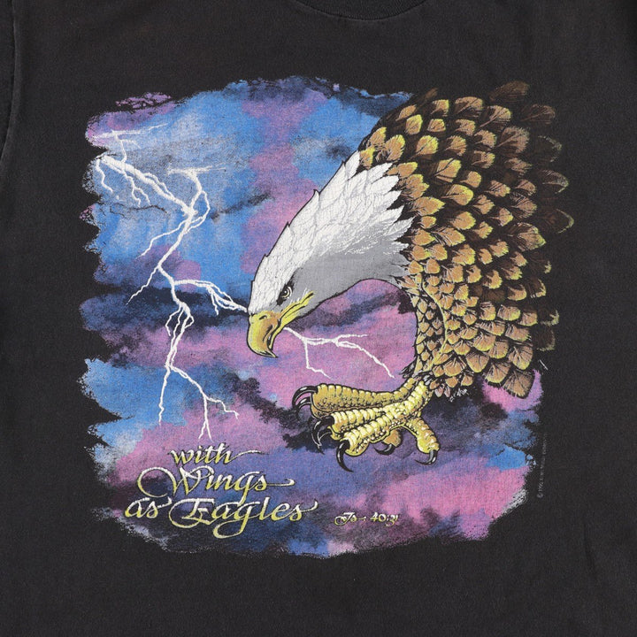 90'S Living Epistles Eagle Pattern Animal T-Shirt, Made in USA, Men's XL equivalent, Vintage cotton black type Vintage Second Hand