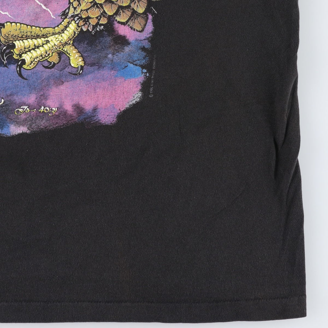 90'S Living Epistles Eagle Pattern Animal T-Shirt, Made in USA, Men's XL equivalent, Vintage cotton black type Vintage Second Hand