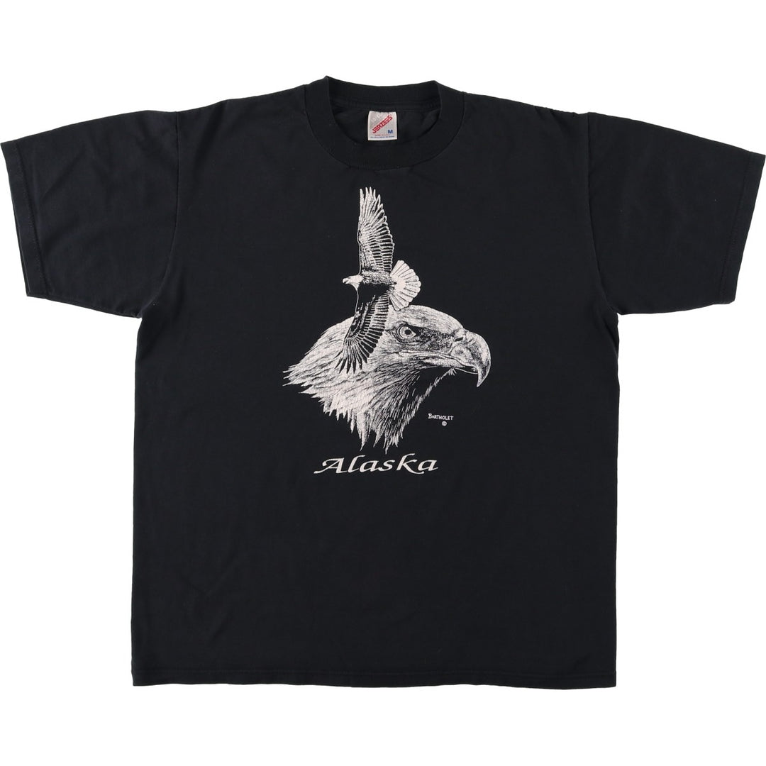 90'S Jerzees Eagle Pattern Animal T-Shirt, Made in USA, Men's Size M (approx.), Vintage cotton black type Vintage Second Hand