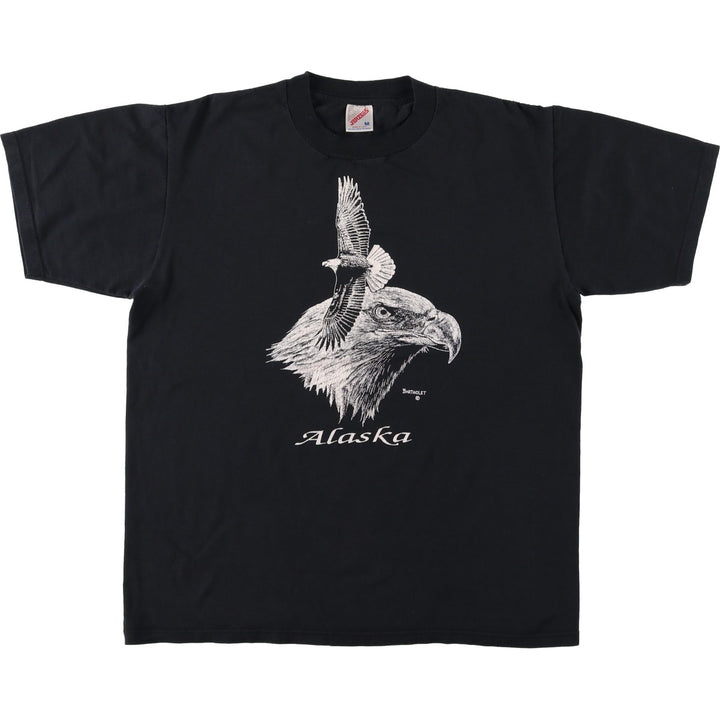 90'S Jerzees Eagle Pattern Animal T-Shirt, Made in USA, Men's Size M (approx.), Vintage cotton black type Vintage Second Hand