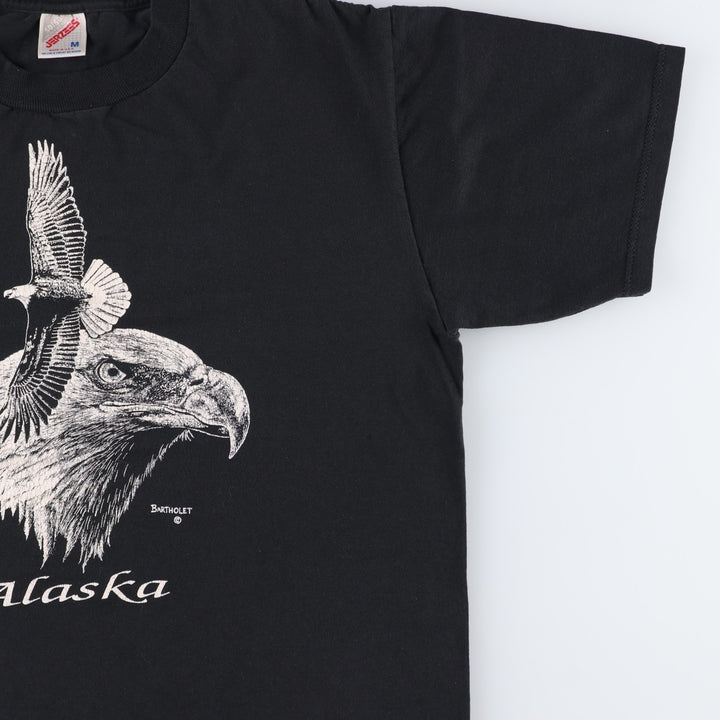 90'S Jerzees Eagle Pattern Animal T-Shirt, Made in USA, Men's Size M (approx.), Vintage cotton black type Vintage Second Hand