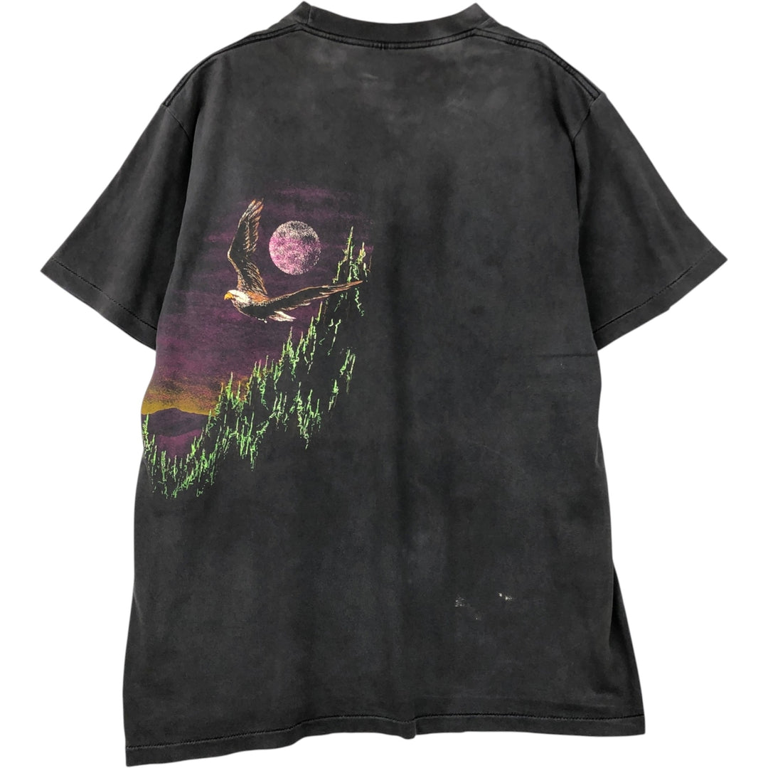 90'S Hazelwoods Animal Pattern Eagle T-Shirt, Made in USA, Men's XL equivalent, Vintage cotton Charcoal Vintage Second Hand