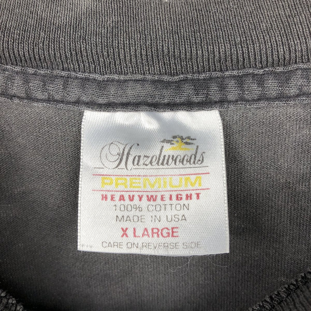 90'S Hazelwoods Animal Pattern Eagle T-Shirt, Made in USA, Men's XL equivalent, Vintage cotton Charcoal Vintage Second Hand