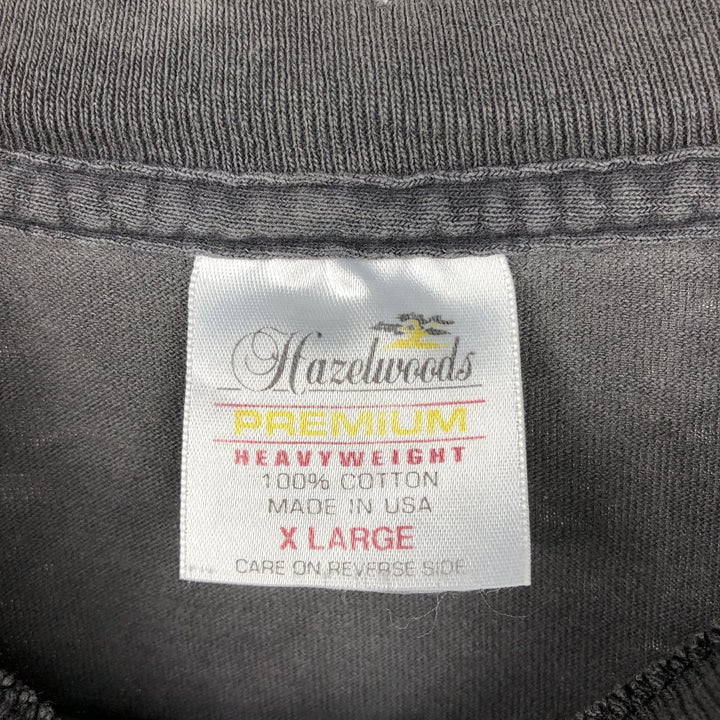 90'S Hazelwoods Animal Pattern Eagle T-Shirt, Made in USA, Men's XL equivalent, Vintage cotton Charcoal Vintage Second Hand