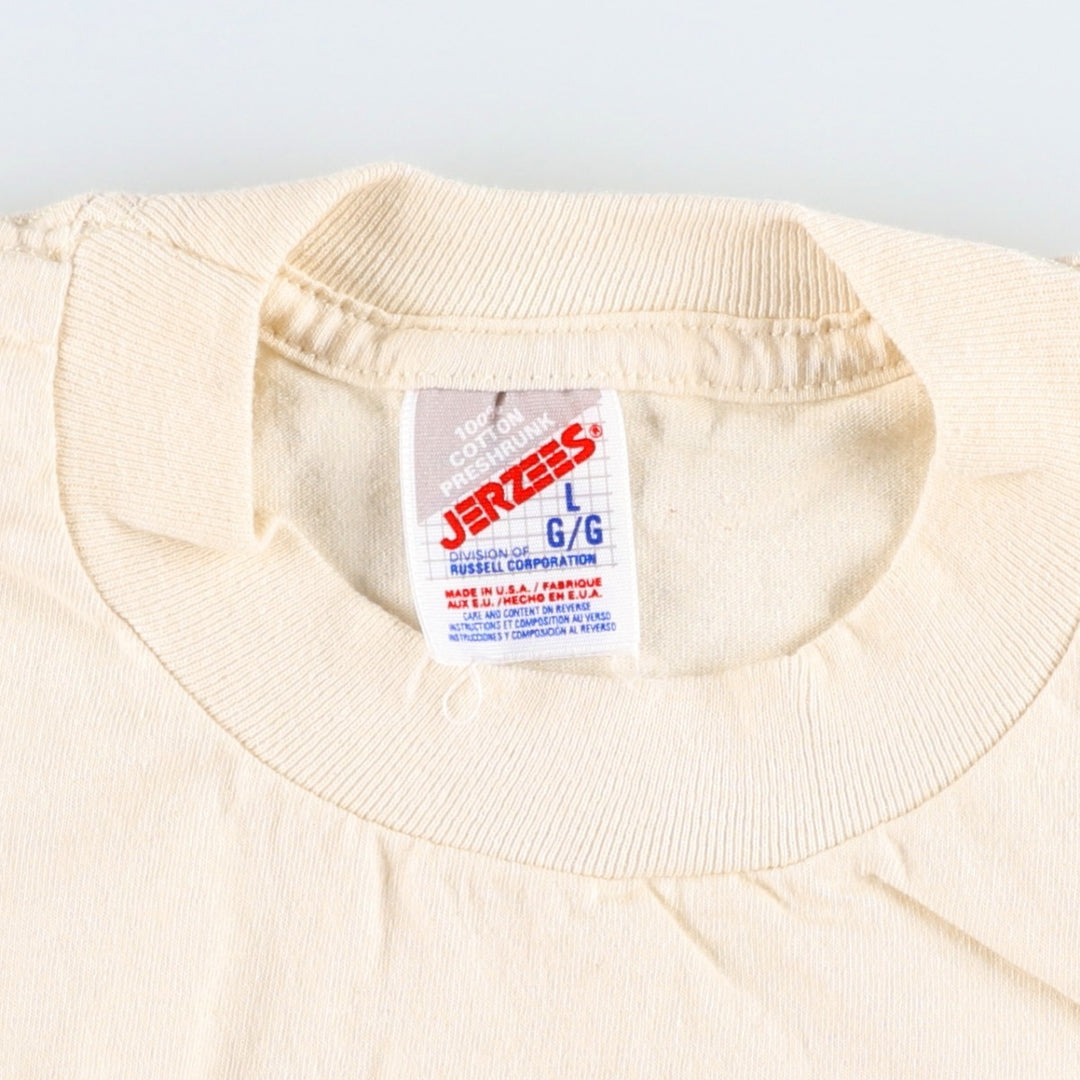 80s-90'S Jerzees Dog Print Animal T-Shirt, Made in USA, Men's Size L (approx.), Vintage cotton unbleached Vintage Second Hand