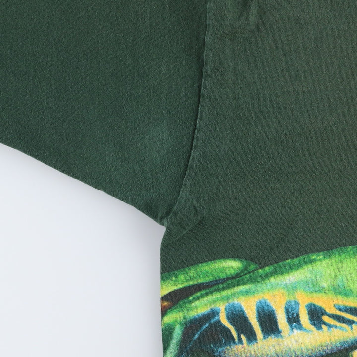 90'S Fruit of the Loom Heavy Cotton Frog Pattern Animal T-Shirt, Made in USA, Men's Size L (approx.), Vintage cotton green type Vintage Second Hand