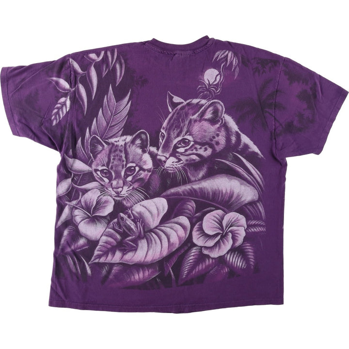 90'S Hanes BEEFY-T Large Print Animal T-Shirt, Made in USA, Men's XXL equivalent, Vintage cotton purple type Vintage Second Hand