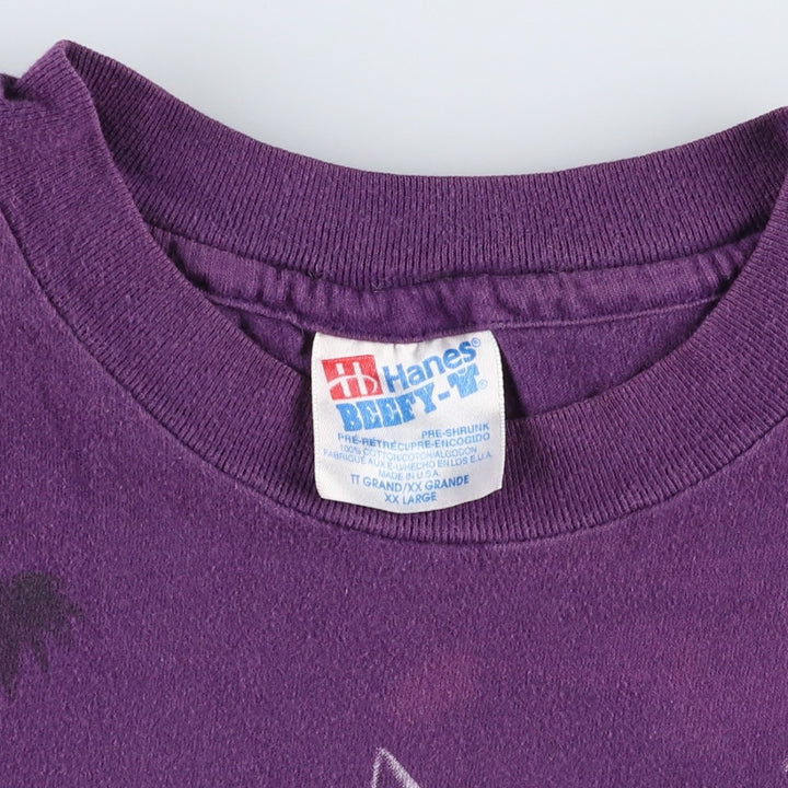 90'S Hanes BEEFY-T Large Print Animal T-Shirt, Made in USA, Men's XXL equivalent, Vintage cotton purple type Vintage Second Hand