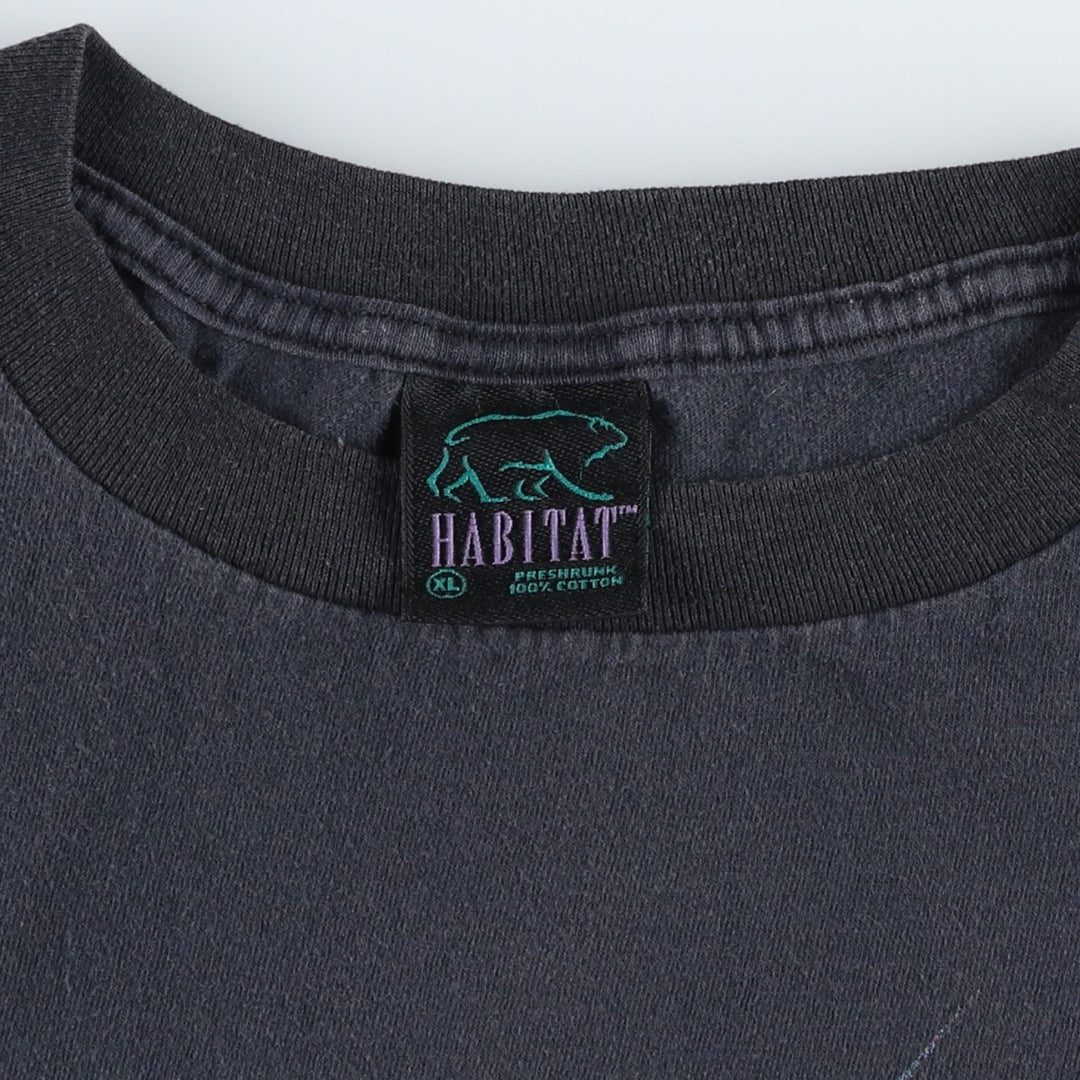 90'S HABITAT Leopard Pattern Animal T-Shirt, Made in USA, Men's XL equivalent, Vintage cotton black type Vintage Second Hand