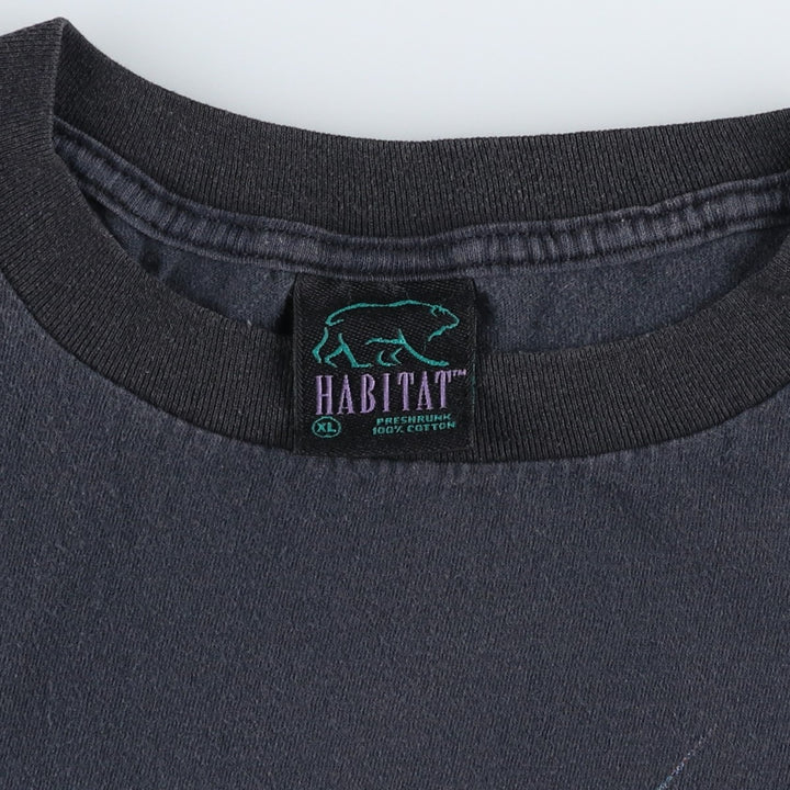 90'S HABITAT Leopard Pattern Animal T-Shirt, Made in USA, Men's XL equivalent, Vintage cotton black type Vintage Second Hand