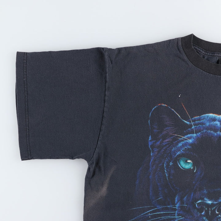 90'S HABITAT Leopard Pattern Animal T-Shirt, Made in USA, Men's XL equivalent, Vintage cotton black type Vintage Second Hand