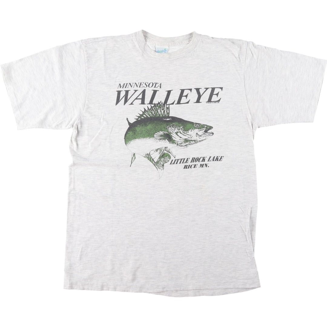 90'S Alore Fish Print Animal T-Shirt, Made in USA, Men's XL (approx.), Vintage cotton gray type Vintage Second Hand