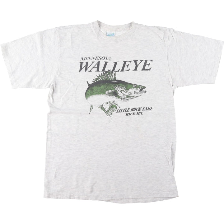 90'S Alore Fish Print Animal T-Shirt, Made in USA, Men's XL (approx.), Vintage cotton gray type Vintage Second Hand