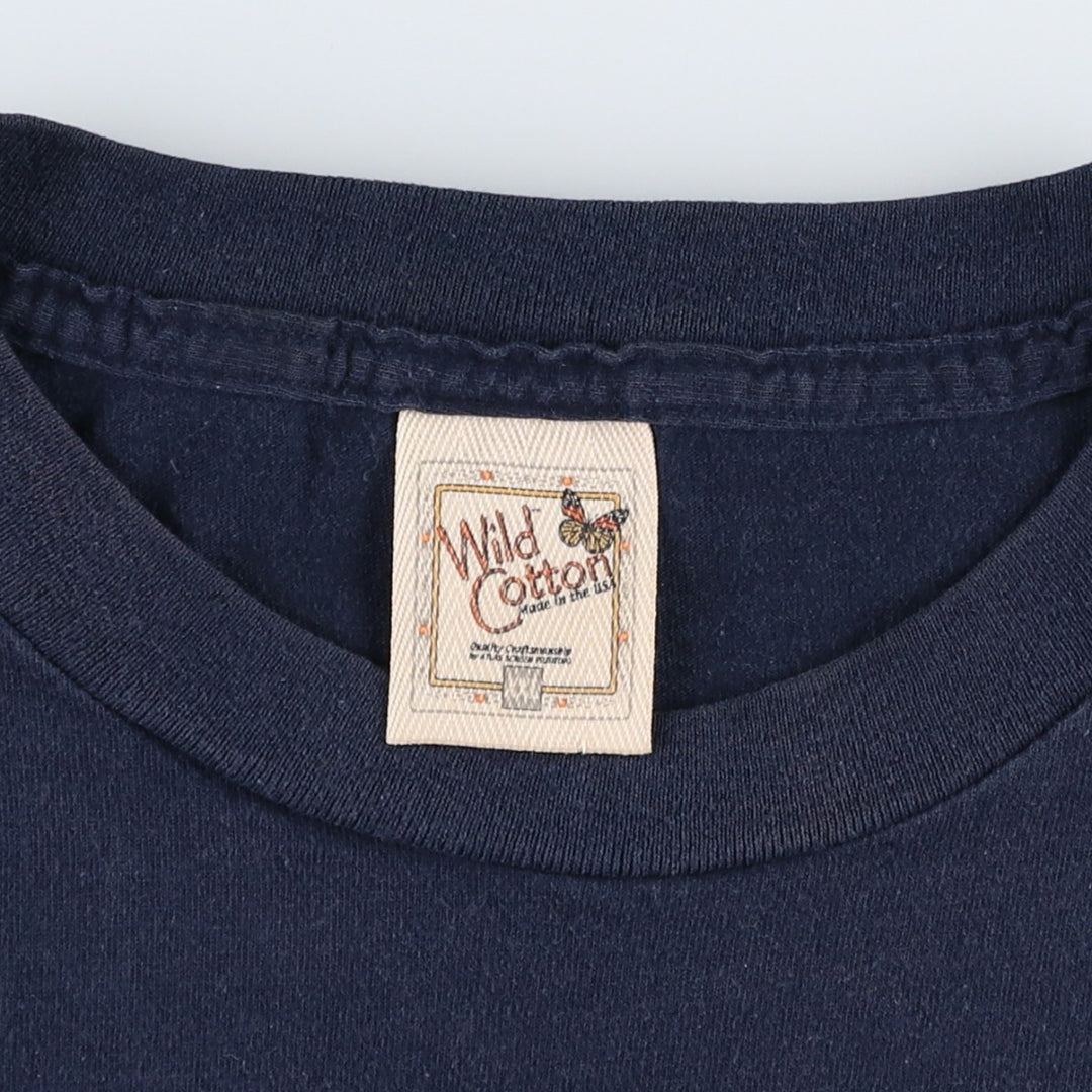 2000'S Wild Cotton Butterfly Print Animal T-Shirt, Made in USA, Men's XXL equivalent. cotton navy blue type Vintage Second Hand