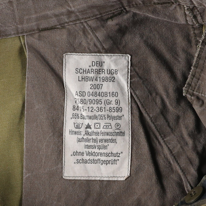 2000'S German Army Camouflage Pattern Flecktarn Camo Military Cargo Pants Gr.9 Men's W36 equivalent cotton Khaki type Vintage Second Hand