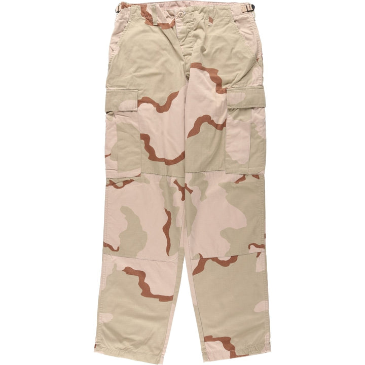 2000'S US Military Issue 3C Desert Camo Ripstop Military Cargo Pants Combat Pants Made in USA MEDIUM-REGULAR Nylon Beige type Vintage Second Hand