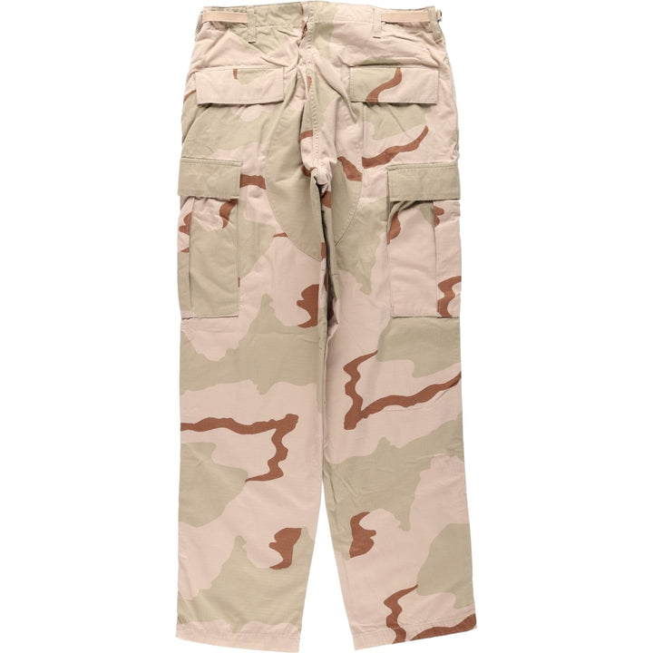 2000'S US Military Issue 3C Desert Camo Ripstop Military Cargo Pants Combat Pants Made in USA MEDIUM-REGULAR Nylon Beige type Vintage Second Hand