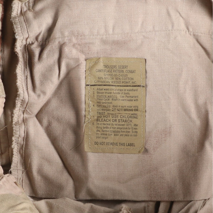 2000'S US Military Issue 3C Desert Camo Ripstop Military Cargo Pants Combat Pants Made in USA MEDIUM-REGULAR Nylon Beige type Vintage Second Hand