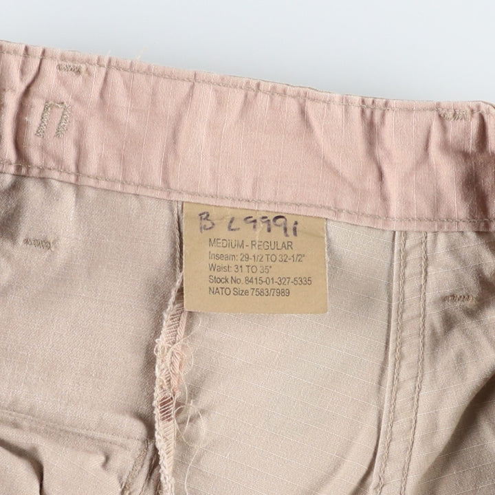 2000'S US Military Issue 3C Desert Camo Ripstop Military Cargo Pants Combat Pants Made in USA MEDIUM-REGULAR Nylon Beige type Vintage Second Hand