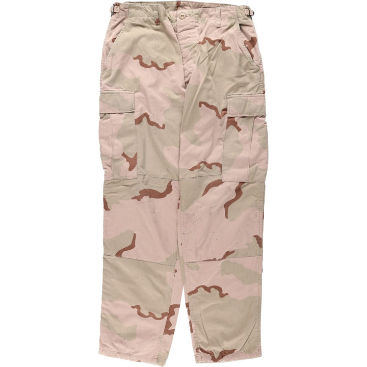 2000'S US Military Issue 3C Desert Camo Ripstop Military Cargo Pants Combat Pants Made in USA MEDIUM-REGULAR Nylon Beige type Vintage Second Hand