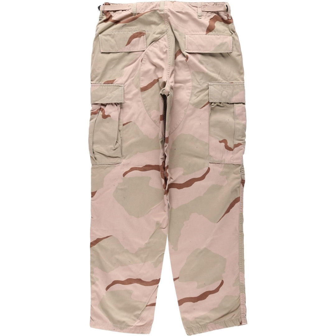 2000'S US Military Issue 3C Desert Camo Ripstop Military Cargo Pants Combat Pants Made in USA MEDIUM-REGULAR Nylon Beige type Vintage Second Hand