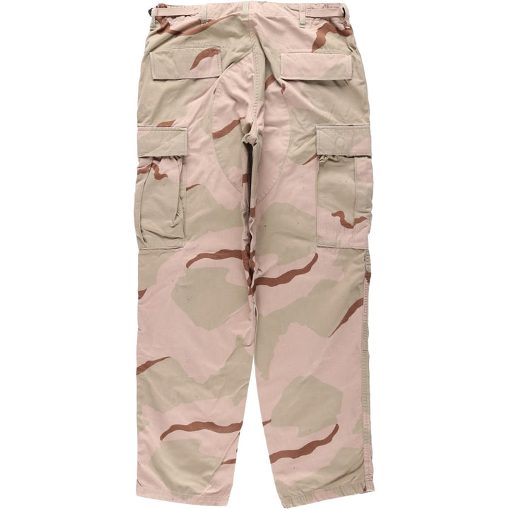 2000'S US Military Issue 3C Desert Camo Ripstop Military Cargo Pants Combat Pants Made in USA MEDIUM-REGULAR Nylon Beige type Vintage Second Hand