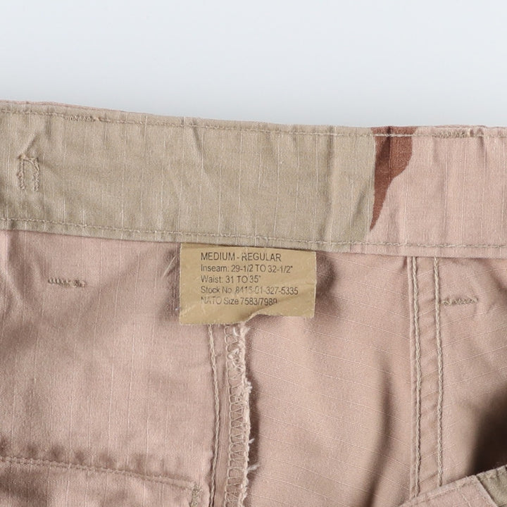 2000'S US Military Issue 3C Desert Camo Ripstop Military Cargo Pants Combat Pants Made in USA MEDIUM-REGULAR Nylon Beige type Vintage Second Hand