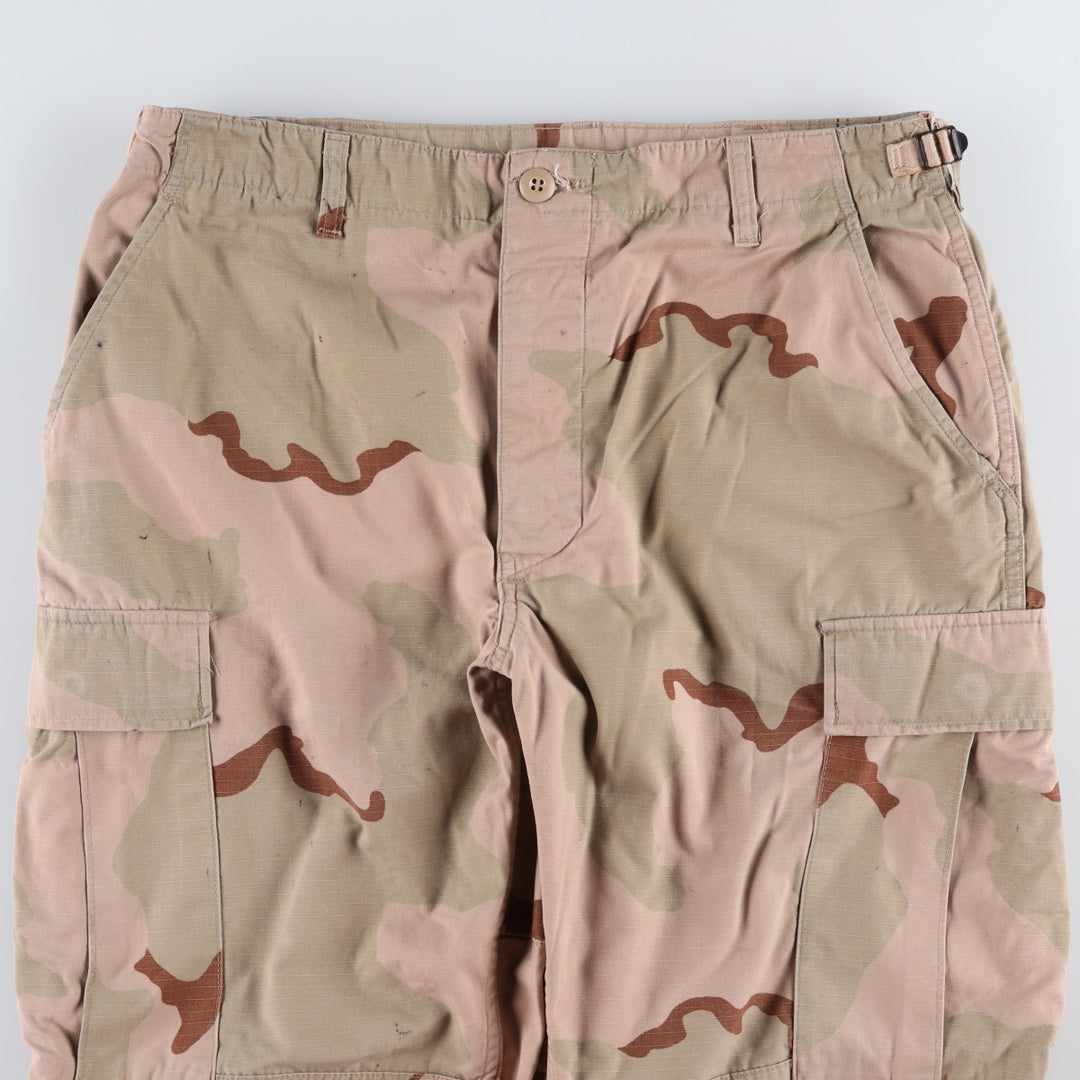 2000'S US Military Issue 3C Desert Camo Ripstop Military Cargo Pants Combat Pants Made in USA MEDIUM-REGULAR Nylon Beige type Vintage Second Hand