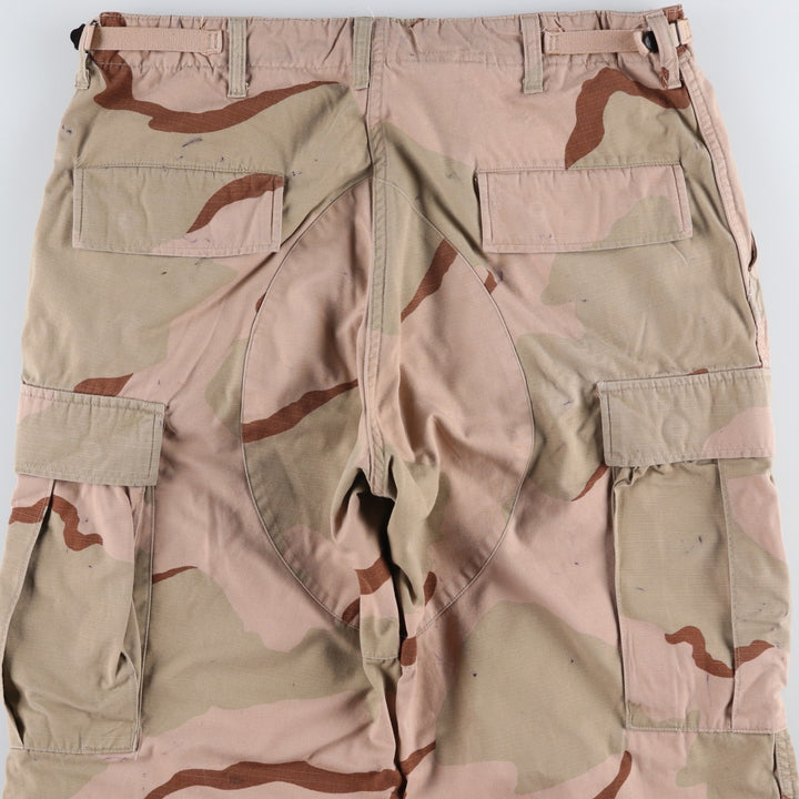 2000'S US Military Issue 3C Desert Camo Ripstop Military Cargo Pants Combat Pants Made in USA MEDIUM-REGULAR Nylon Beige type Vintage Second Hand