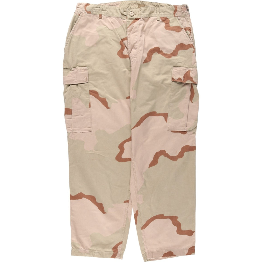 90'S US military genuine camouflage Pattern 3C desert camo military cargo pants combat pants made in USA LARGE-SHORT men's w37 equivalent cotton Beige type Vintage Second Hand