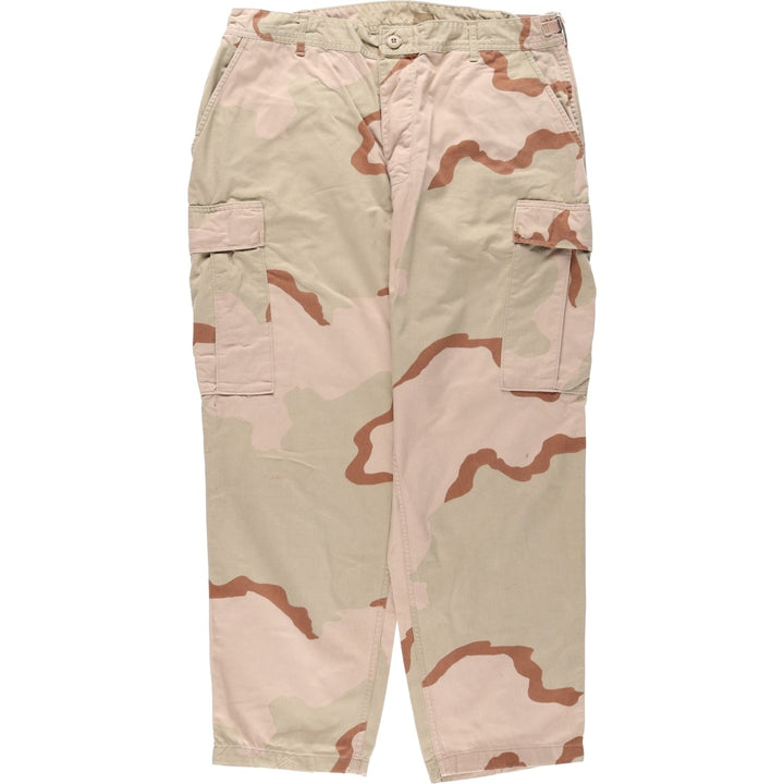 90'S US military genuine camouflage Pattern 3C desert camo military cargo pants combat pants made in USA LARGE-SHORT men's w37 equivalent cotton Beige type Vintage Second Hand