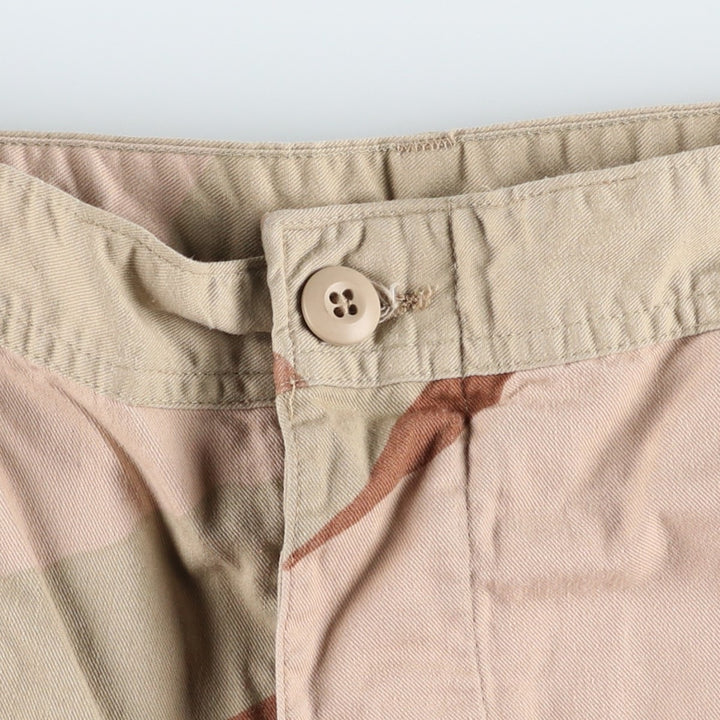90'S US military genuine camouflage Pattern 3C desert camo military cargo pants combat pants made in USA LARGE-SHORT men's w37 equivalent cotton Beige type Vintage Second Hand