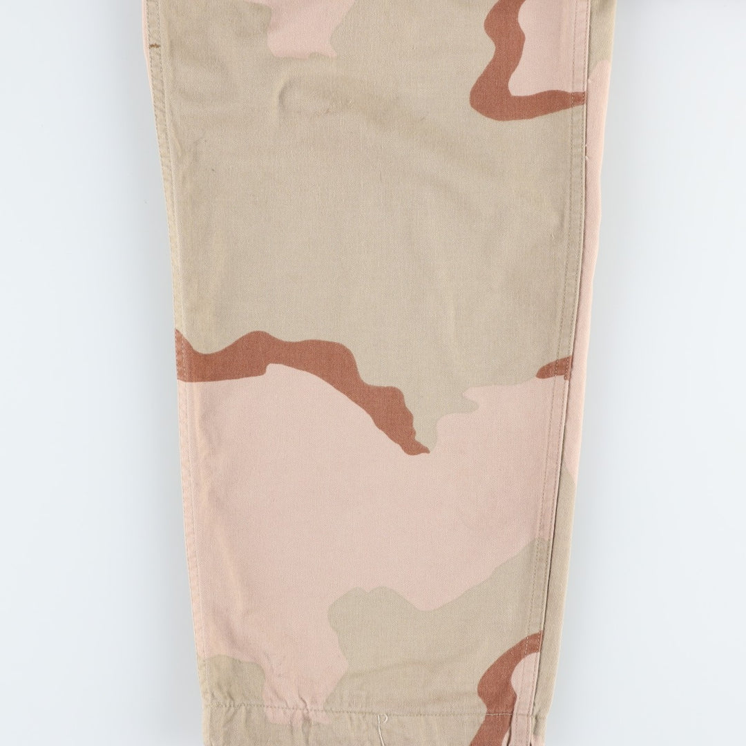 90'S US military genuine camouflage Pattern 3C desert camo military cargo pants combat pants made in USA LARGE-SHORT men's w37 equivalent cotton Beige type Vintage Second Hand