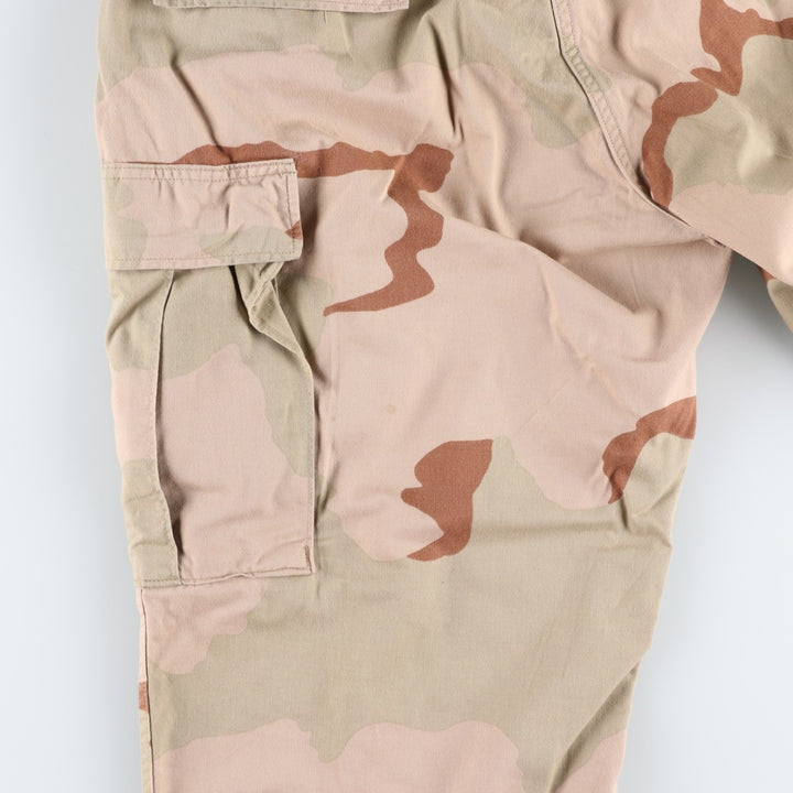 90'S US military genuine camouflage Pattern 3C desert camo military cargo pants combat pants made in USA LARGE-SHORT men's w37 equivalent cotton Beige type Vintage Second Hand