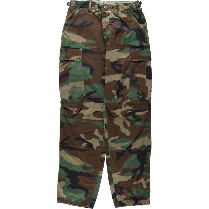 1990'S US Military Issue Woodland Camo Ripstop Military Cargo Pants Combat Pants Made in USA Small-Regular cotton Khaki type Vintage Second Hand